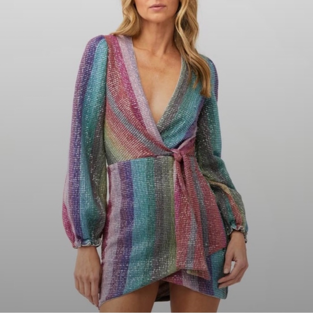SAYLOR Debbie Multicolor Striped Wrap Dress